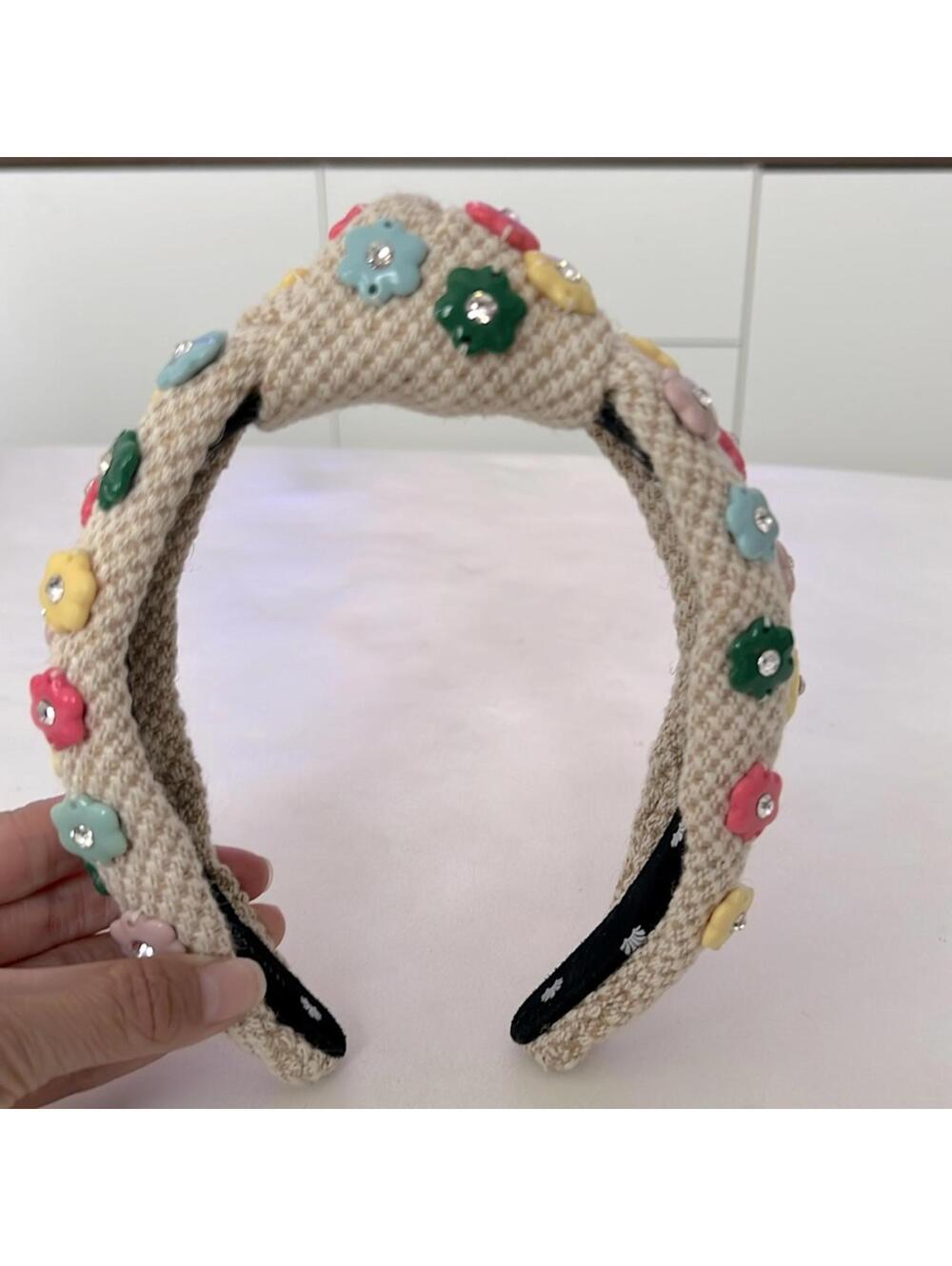 Lele Sadoughi Daphne Flower Charm Headband Rainbow Vintage - Picture 8 of 9